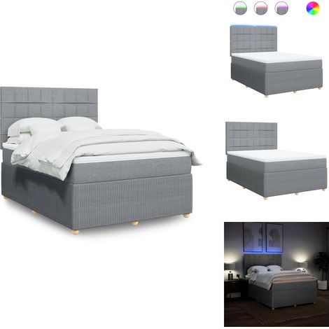 Boxspringbett mit Matratze Hellgrau 140x200 cm Stoff - Boxspringbett - Boxspringbetten - Bett - Bettgestell (1/5)