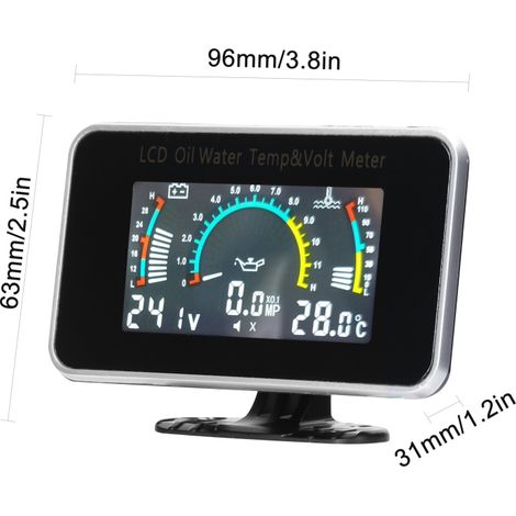 Manomètre numérique 3 en 1 pour voiture, camion, SUV et camping-car : pression d'huile, tension et température d'eau. Instrument universel 9-36 V. Compatible avec : écran LCD, pression d'huile, tensio (1/5)