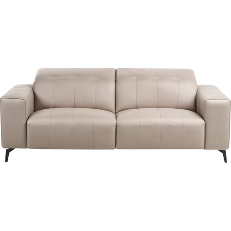 Canapé Moderne en Tissu 3 Places Appuie-Tête Réglable Dossier Rabattable Pieds en Métal Taupe Ommel