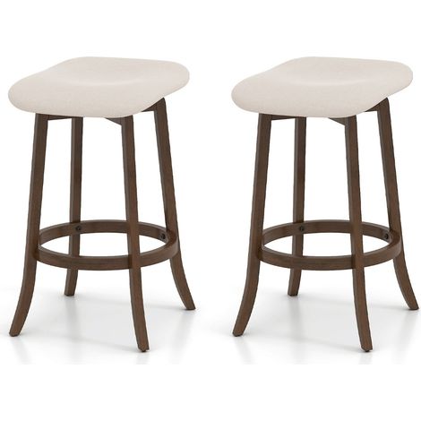 Set di 2 sgabelli da bar senza schienale 46 x 43 x 74 cm seduta girevole comfort ergonomico stile moderno legno di caucciù marrone 200011965