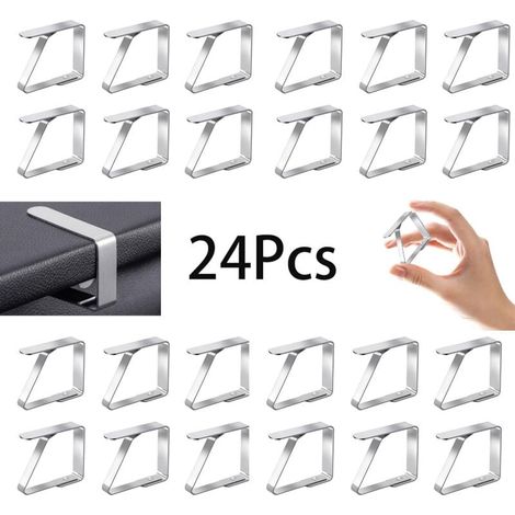 24 Pièces Pince Nappe Exterieur Inoxydable, Attache Nappe de Table Exterieur 5 x 4 cm, Pince pour Nappe de Table Clips Ajustable, pour Jardin Cuisine Restaurant Bureau Mariage Fête (1/5)