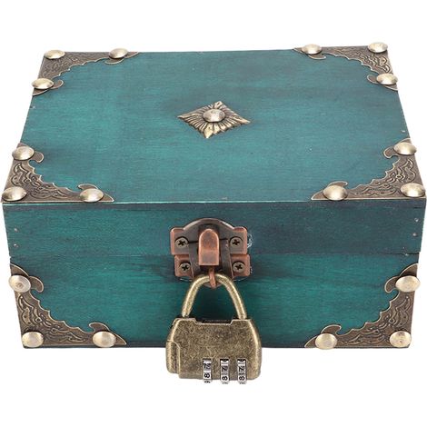 Coffret à bijoux vintage sécurisé avec serrure à combinaison et renforts aux coins (1/5)