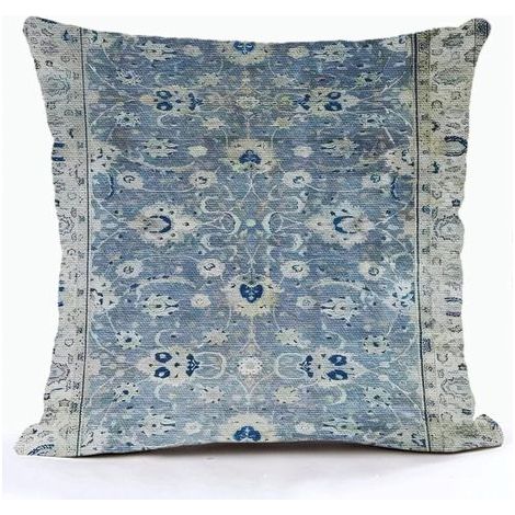 Taie d'oreiller en lin de style bohème, imprimée sur un tapis turc Herek vintage, 45 x 45 cm, convenant au salon, au lit, au canapé, à la voiture – compatible avec les coussins de taille standard. (1/5)