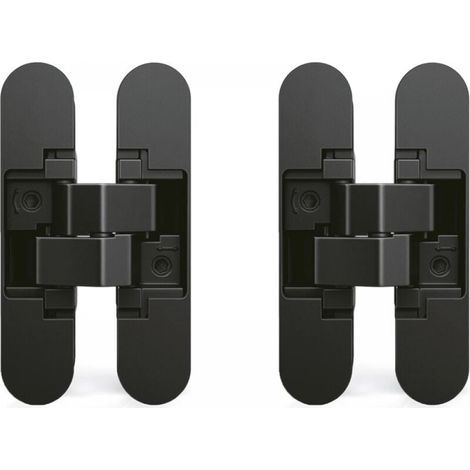 Charnière invisible pour portes, Lot de 2 charnières invisibles pour portes lourdes, charge de 40 kg, ouverture de 180º, zamak, noir (1/5)