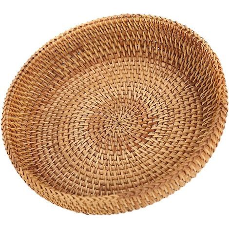Ensoleille – Corbeille de fruits ronde en rotin tissé – Panier à pain en osier naturel – Diamètre 23 cm – Décoration cuisine chaleureuse (1/3)