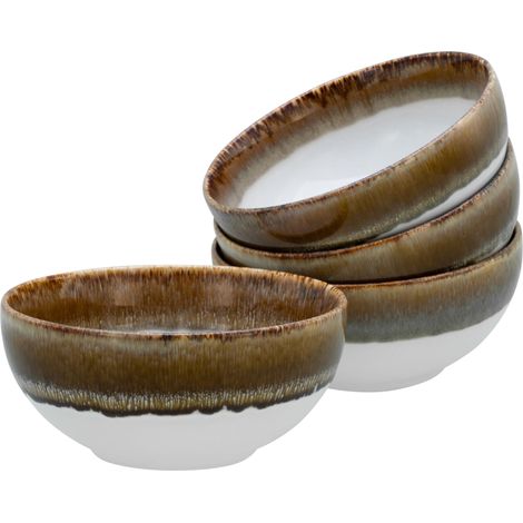 21687, Serie Cascade Buddha Bowls Marron, service de vaisselle 4 pièces, ensemble de Buddha Bowls en céramique. (1/5)