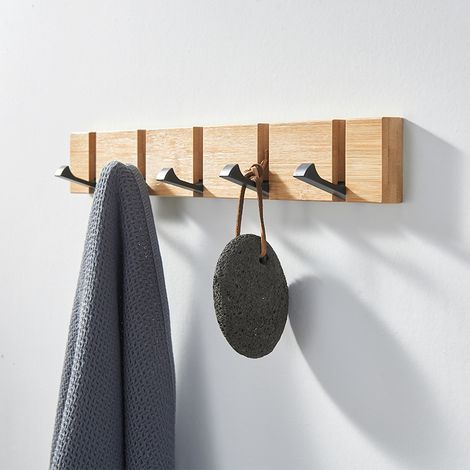 Crochet à serviette/crochets adhésifs-crochets muraux noirs, baton pour salle de bain et cuisine, crochets robustes, paquet de 4, en acier inoxydable