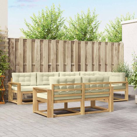 vidaXL Outdoor-Sofagarnitur mit Kissen 6 pcs Weiß und Creme Polyester (1/5)