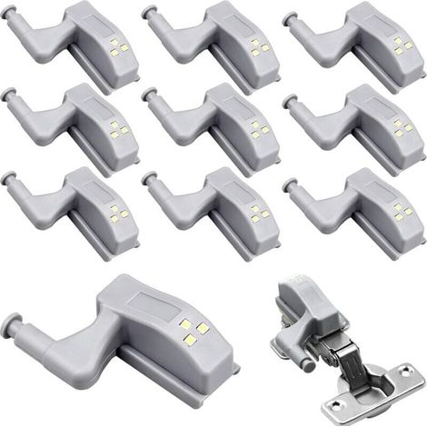 Bardusch-10 Pcs Lumières Charnière Universal Lumière D'armoire Couleur Blanc Chaud 12V 23A Batterie pour Cuisine Maison Meubles Armoire Porte D'armoire (1/5)