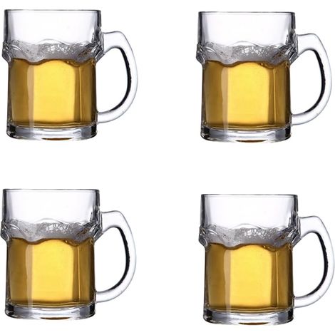 4 Pack Verres à bière avec poignée - 500ML Glass Steins, Classic Beer Mug Gl (1/5)