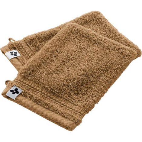 Lot de 2 gants de toilette "Garance" 15 x 21 cm / 100% Coton Bio / 600 gr/m² l'Effet Papillon - Garance Camel - - Garance Camel - L