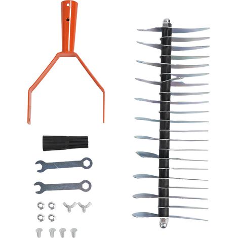 Râteau à chaume - Conception ergonomique - Manche à 3 sections - Tête large amovible et multifonctionnelle pour l'entretien du gazon