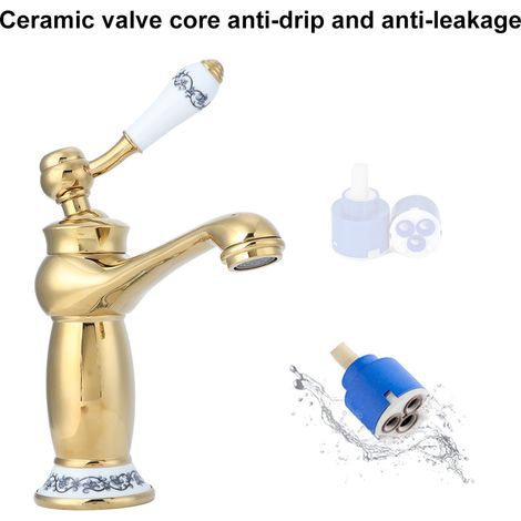 Antique Brass Gold Washbasin Faucet, Hot and Cold Water Combination for Bathroom, Hotel, Home (1/5)