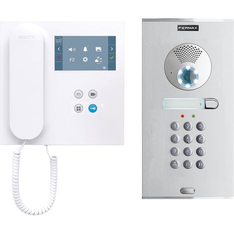 FERMAX 49071 Kit panneau vidéo CITY MEMOKEY et moniteur VEO WIFI DUOX PLUS 1L avec 4.3 en plastique ABS résistant aux chocs