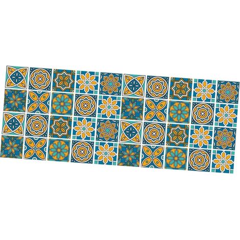 40pièces Autocollants Carrelage Méditerranéen Décorations Murales Adhésives Pour Cuisine Salle De Bain Étanche Et Amovible Pour Toutes Lisses (1/5)