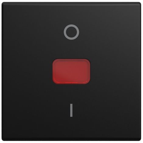 Busch-Jaeger Bascule avec impression symbole "0 et 1" avec calotte rouge pour interrupteur/bouton-poussoir, 1 compartiment noir mat - Busch-balance® SI (2508-915), 2CKA001731A4044