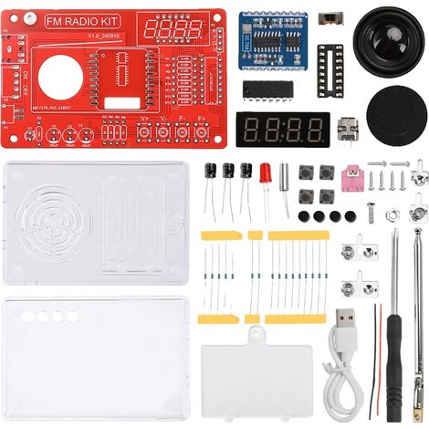 Kit Électronique Radio, Fréquence Ajustable 87-108MHz, Projet de Soudure DIY, Avec étui (1/2)