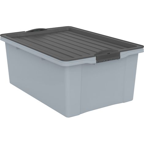 Rotho Aufbewahrungsbox Compact mit Deckel 57 x 40 cm 38 L misty blau