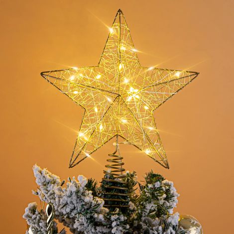 Rustikaler Weihnachtsstern, 20 x 25 cm, 20 warmweiße LEDs, 5-zackiger Weihnachtsbaumstern, festliche Weihnachtsdekoration (1/3)