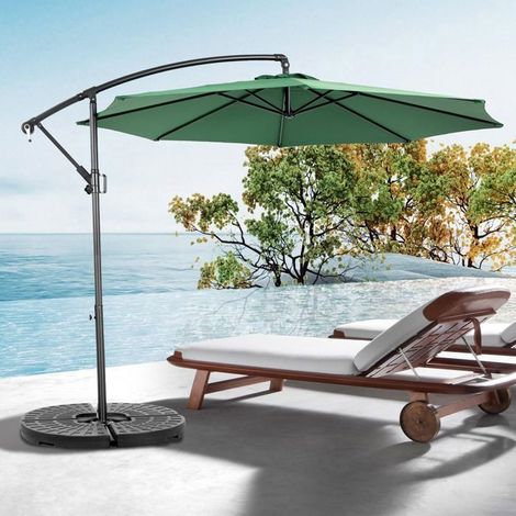 Parasol 4.5m Double Face Rectangulaire Grand Format avec Manivelle Inclinable Jardin Terrasse Double Toit Protection UV Vert Foncé (1/5)