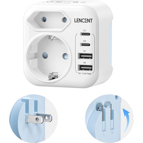 6 en 1 Adaptateur Prise Japon Pliable, Adaptateur Japon 3250W avec 2 Type C et 2 USB-A, Prise Japonnaise pour États-Unis USA Canada Mexique Thaïlande New York Tokyo (1/5)