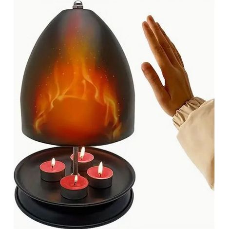Chauffage d'appoint portable pour intérieur/extérieur avec porte-bougie et sans allumage - Fer robuste, chauffage sur pied pour le camping, les urgences, les terrasses, les campeurs - Sans bougie (1/5)