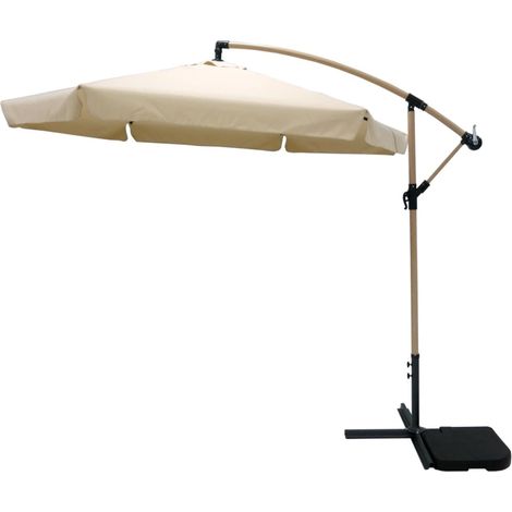 ombrellone a braccio esagonale da giardino eurogarden effetto legno ecrù 3x3 m