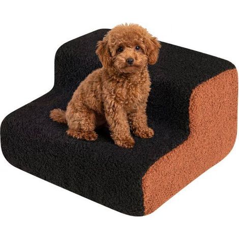 2-tier Foam Dog Ramp with Non-Slip Bottom and Washable Cover for Sofa-Black (1/5)
