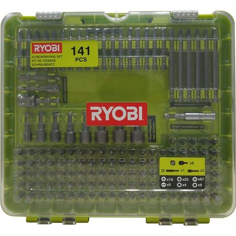 Ryobi RAKD141 Kit 141 Bits 1/4" Sechskant-Bits, Steckschlüsseleinsätze, Bohrschrauber