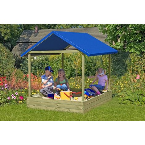 Sandkasten Sophie mit blauem Dach, 152x152x180 cm