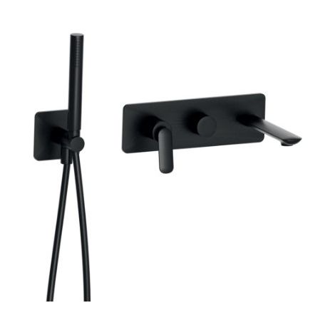 Façade bain/douche encastrée 2 sorties Noir Mat - CRISTINA ONDYNA FL10213 (1/2)