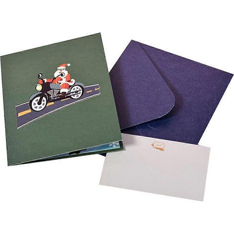 Carte de Vœux 3D Pop-Up Père Noël à Vélo pour Noël et Nouvel An avec Enveloppe (1/4)