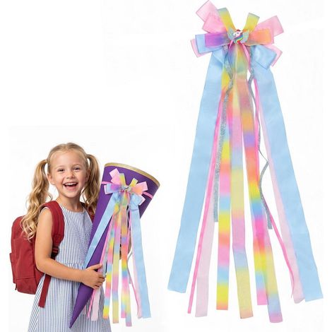 Schultütenschleife 60x20cm mit Einhorn-Motiv für Mädchen (1/4)