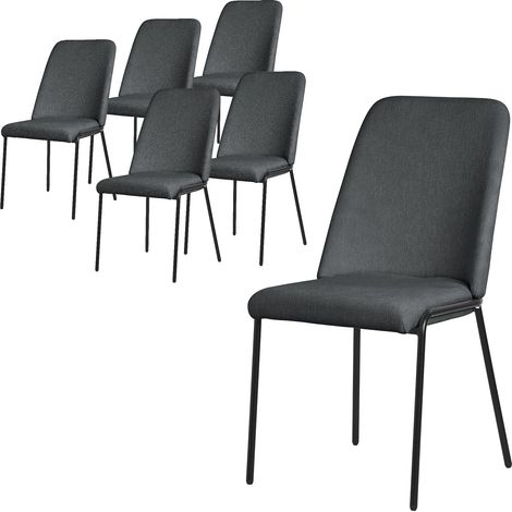 ML-Design Set 6 Sedie Sala Pranzo Antracite in Poliestere Gambe in Metallo, Struttura in Acciaio, con Schienale, Poltroncine Imbottite per Soggiorno e Cucina, Poltrone Ergonomiche da Reception