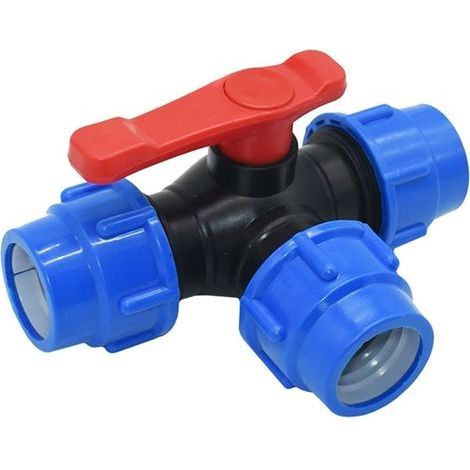 Vanne À Bille D'arrêt,25mm Robinet À Tournant Sphérique À Trois Voies À Connexion Rapide PVC PE Tuyau À Interrupteur Rapide Connecteur en T (Size : 25mm) (1/3)