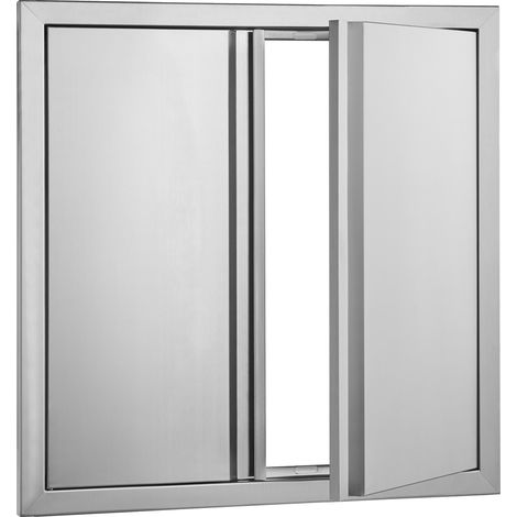 Mophorn Puerta de Acceso a Barbacoa 610 x 610 x 45 mm Puerta de Cocina Exterior Doble Puerta Empotrada de Acero Inoxidable con Manija para Isla de Barbacoa, Estación de Parrilla, Armario Exterior (1/5)