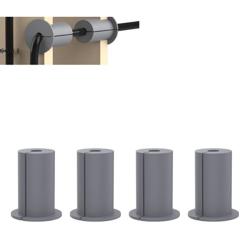 Paquete de 4 pasacables de goma gris para cables Ethernet, de 2,5 cm (1 pulgada) de diámetro, para uso en interiores y exteriores. (1/5)