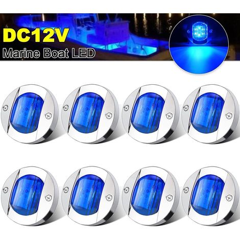 feux de position latéraux bleus à 6 LED DC12V, étanches, pour bateaux et yachts, à tableau arrière rond. (1/5)