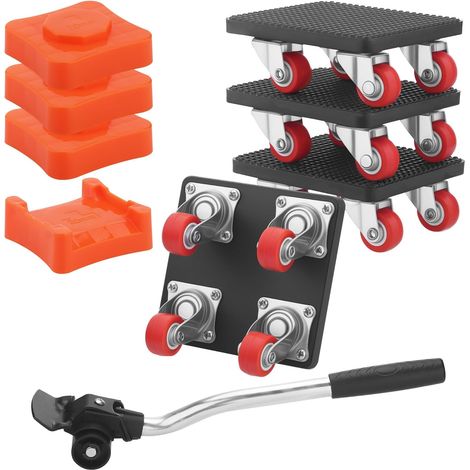 Soulever Meuble Lourd Kit, Leve Meuble avec lève-Charge et Roues Pivotantes à 360°, Capacité 500KG, Kit de Deplace Meuble a Roulette pour Réfrigérateur, Canapé, Armoire (1/5)