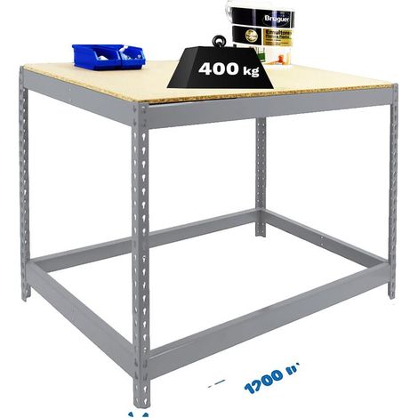 Simonrack Tavolo da lavoro fisso in metallo zincato e legno 900x1200 mm