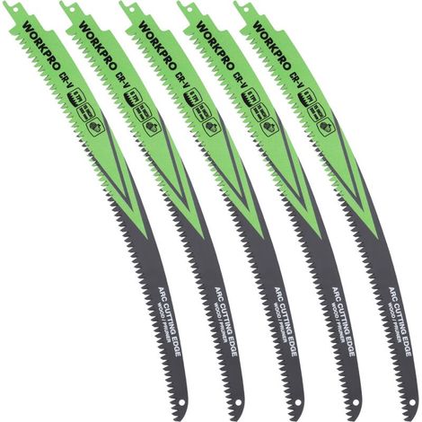Jeu de 5 Lames de Scie Sabre de 380 mm, Lames de Scie Sabre à Dents Japonaises, avec Bordure Arquée et 6 Dents par Pouce, Idéales pour la Coupe de Bois (1/5)