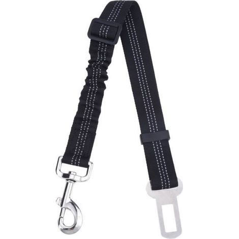Ceinture De Sécurité Pour Chien - Nylon - Bande Élastique Amortissante - Réglable 53 À 75 Cm - Noir