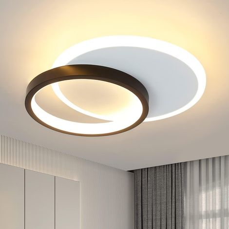 Lámpara LED GBLY para salón - Lámpara de cocina de 12 W, luz blanca cálida de 3000 K, diseño moderno para dormitorio, pasillo, redonda y negra para cocina, dormitorio y pasillo (Ø24,5 cm) (1/5)
