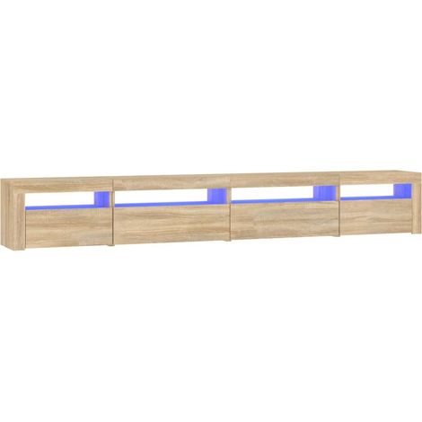 Soporte multimedia para TV estantería para televisión buffet para televisión comedor salón dormitorio con luces LED roble Sonoma 270 x 35 x 40 cm marrón 020026777