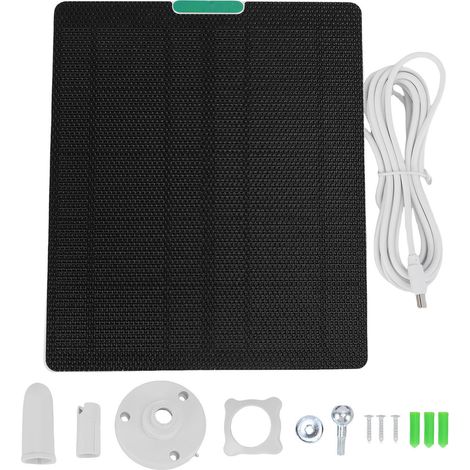 Ortviai Panneau Solaire 10 W 5 V pour Caméra de Sécurité – Étanche ETFE, Charge Rapide USB-C, Blanc (1/5)