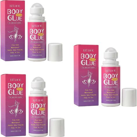 Colle corporelle 3x pour vêtements et peau, applicateur roll-on, résistante à la transpiration, lavable à l'eau, colle forte pour la mode (danseurs, costumes de scène, perruques). (1/5)