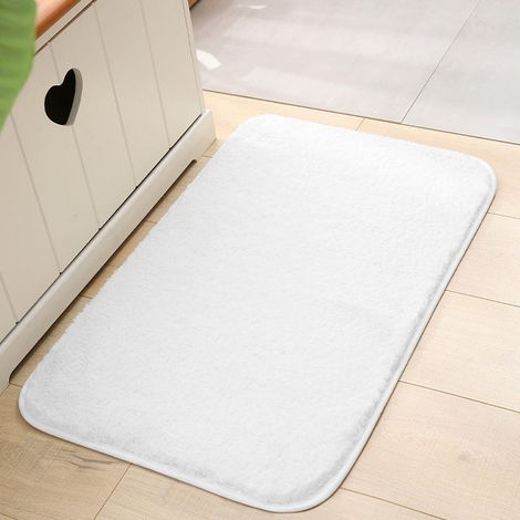 Tappetino da bagno extra spesso e antiscivolo, in microfibra assorbente, lavabile in lavatrice (bianco, 60 x 90 cm) (1/4)