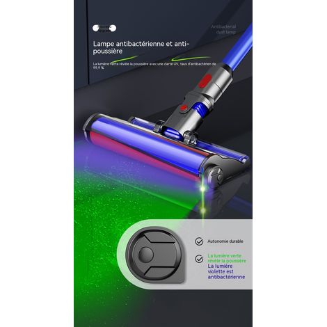 Lampe révélatrice de poussière à lumière verte compatible aspirateur Dyson, lampe antibactérienne violette rechargeable, accessoire de nettoyage domestique (1/4)