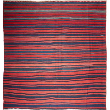 Authentique tapis d'Orient kilim fait main 259x292 rouge et bleu (1/5)