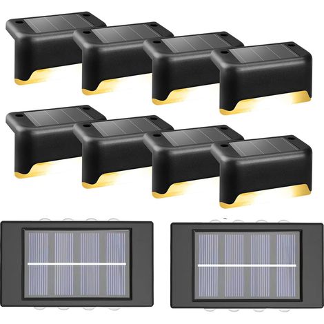 Lot de 8 Lampes solaires, LED blanc chaud, étanches IP65, pour escalier, clôture, jardin, terrasse (1/5)